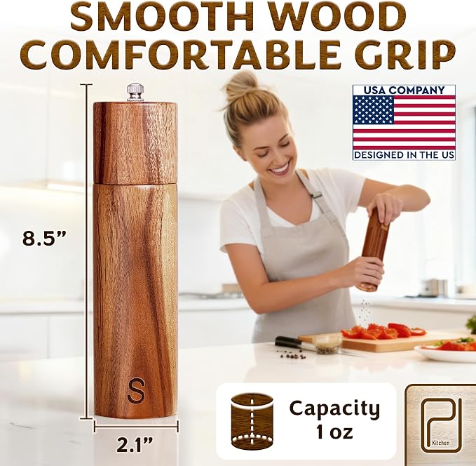 Premium Wooden Salt and Pepper Grinder Set - 28 g / 1 oz each - Image 4