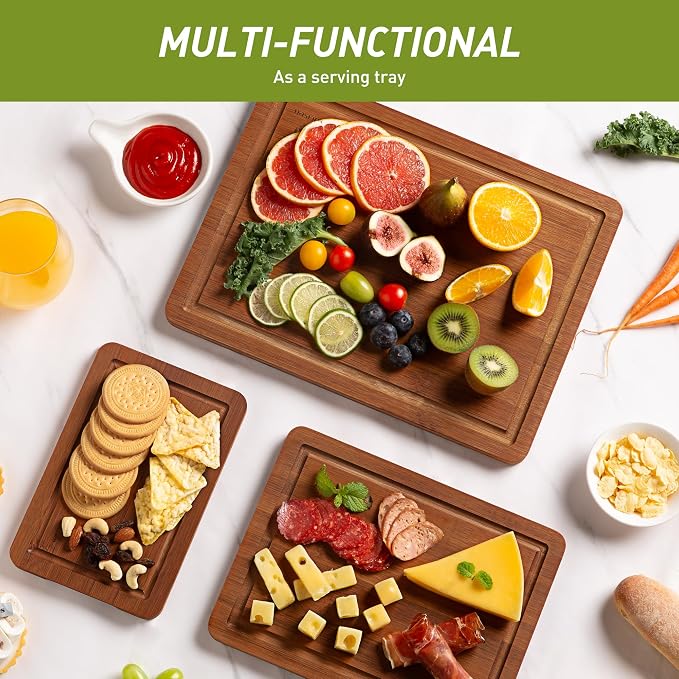 3 Packs Bamboo Cutting Board Set - Image 6