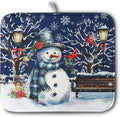 Winter Snowman Dish Drying Mat for Kitchen Counter 16x18, Xmas Snowflakes Dish by Kwlegh