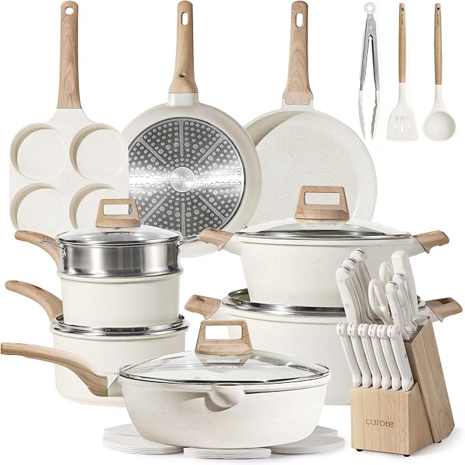 CAROTE ICE 35pcs Pots and Pans Set, Nonstick Cookware Sets by CAROTE