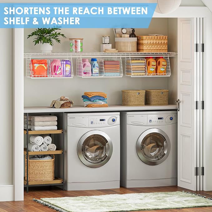 23.62” Extra-Long Under-Shelf Hanging Laundry Basket Organizer, Fits Wire - Image 5