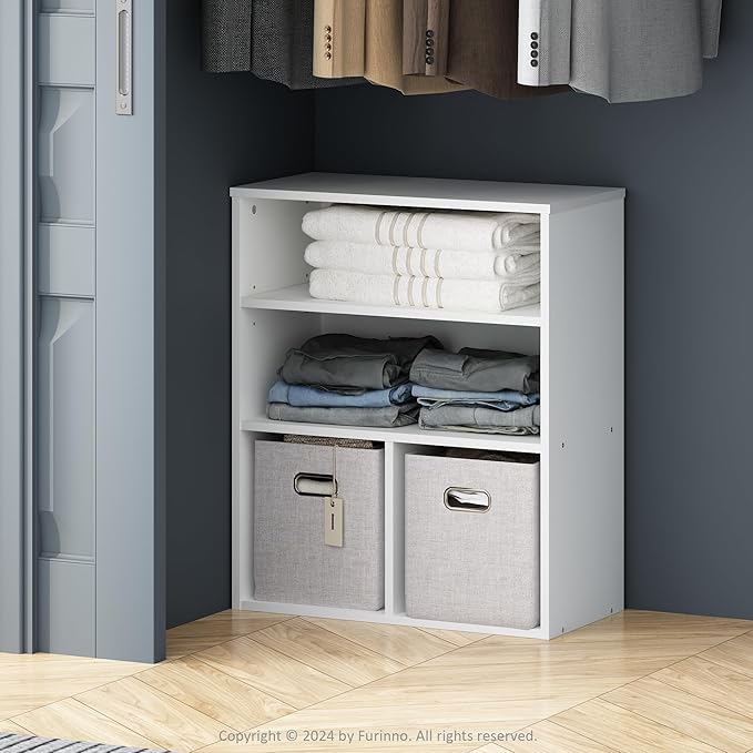 Furinno Reed Closet Organizers and Storage, 3-Tier Closet Organizer, Open Shelf by Furinno-FitsYourSpaceFitsYourBudget
