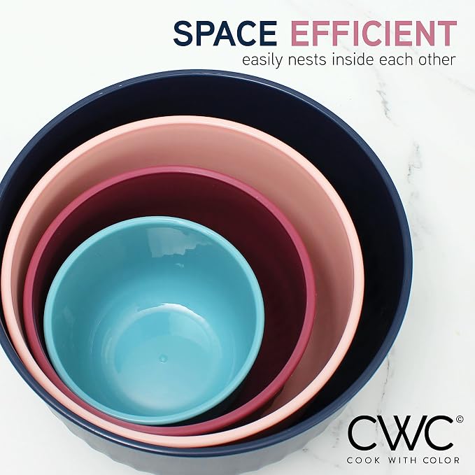 COOK WITH COLOR Prep Bowls with Lids- Wide and Deep Nesting Plastic Small - Image 3