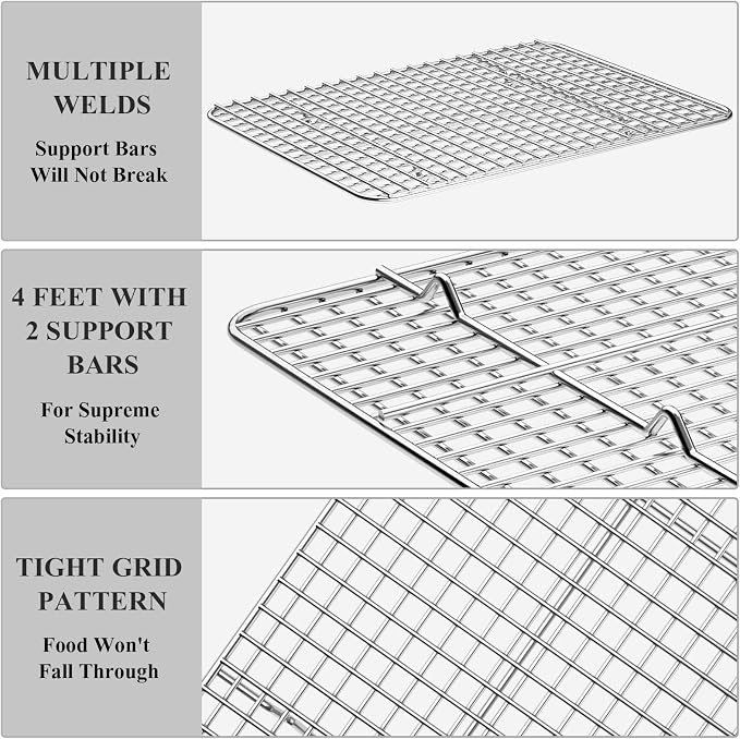 Baking Sheet with Cooling Rack Set, Deedro Stainless Steel Cookie Half Sheets - Image 4