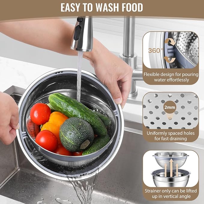 P&P CHEF 4-In-1 Stainless Steel Colander - Image 3