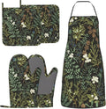 Botanical Print Floral Oven Mitts Pot Holders Farmhouse Cooking Apron Set of 5 by Unknown