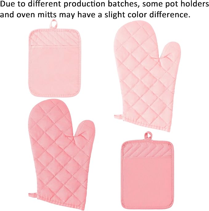 GROBRO7 6Pcs Cotton Oven Mitts and Pot Holders Set Heat Resistant Hot Pads - Image 7