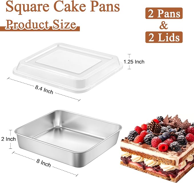 LIANYU 8 x 8 Square Baking Pan - Image 2