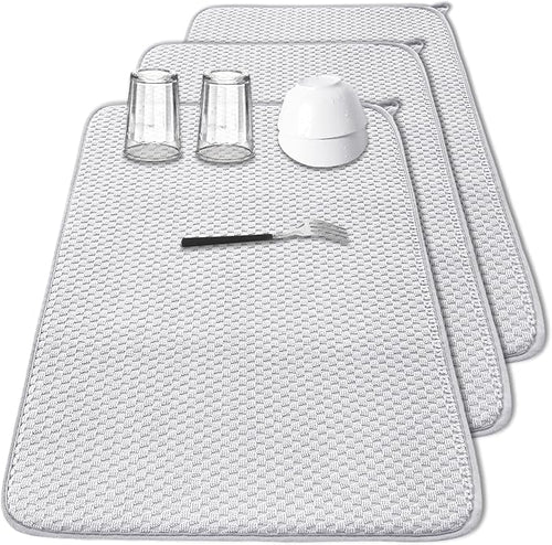 3 Pcs XXL Dish Drying Mat, Absorbent Microfiber Dishes Drainer Mats, Large Size by Meirrnyyu