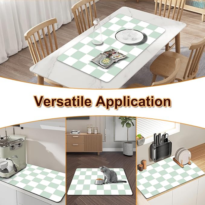 Dish Drying Mat for Kitchen, Checkered Coffee Station Mats - Image 6