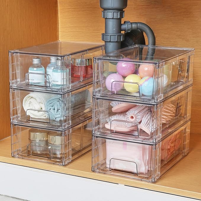 Vtopmart 2 Pack Stackable Storage Drawers, Easily Assemble Containers - Image 2