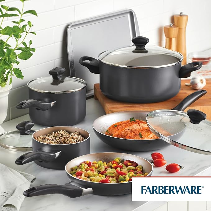 Farberware Dishwasher Safe Nonstick Cookware Pots and Pans Set, 15 Piece - Image 14