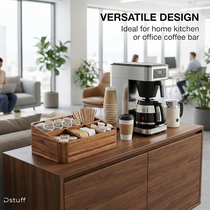 Dstuff Acacia Wood Coffee Station Organizer - Image 6