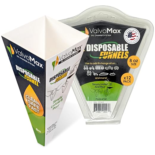 ValvoMax Disposable Funnels, Automotive Fluids, and Household Liquids by ValvoMax