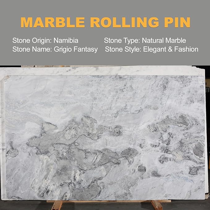 Koville African Natural Marble Rolling Pin, Non-Stick Polished Dough Roller - Image 2