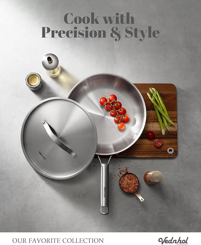 Stainless Steel Frying Pan Set 8+10+12 Inch, Tri-Ply Stainless Steel Skillets - Image 3