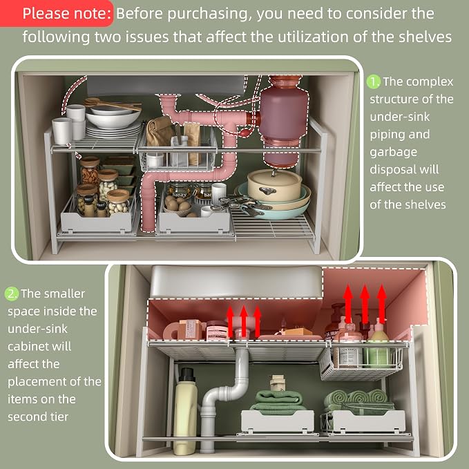 NETEL Under Sink Organizers and Storage, Kitchen Cabinet Organizer, 2 Tier - Image 5