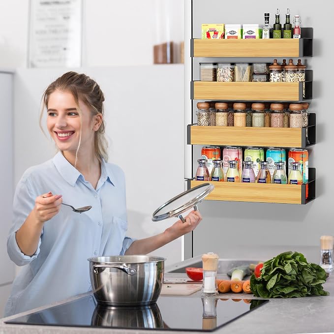 Vetacsion 4 Pack Moveable Fridge Magnetic Spice Racks - Image 4