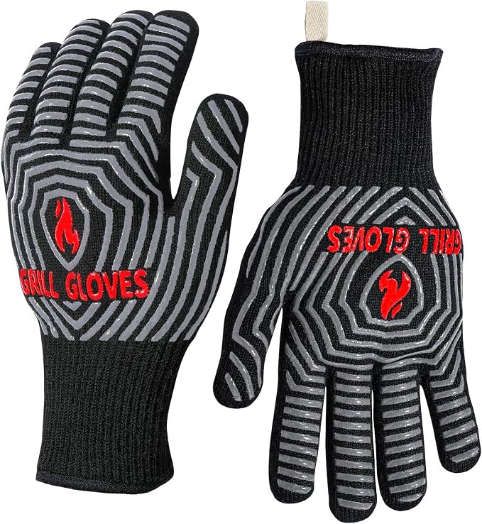 QUWIN BBQ Gloves, Oven Gloves, 1472℉ Extreme Heat Resistant, Grilling Gloves by QUWIN