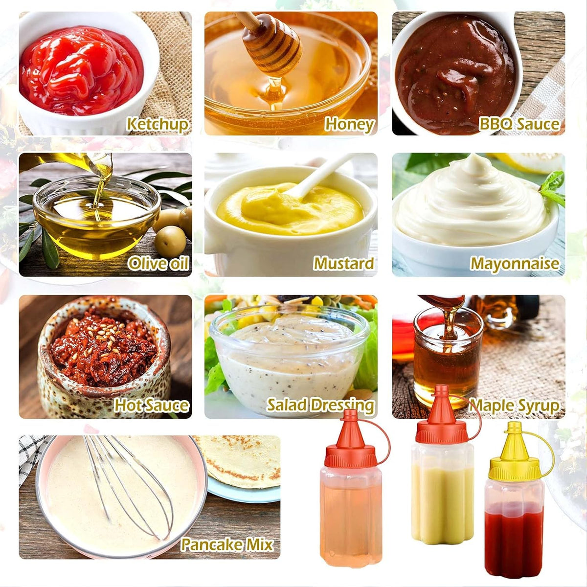 4 Pcs Mini Condiment Squeeze Bottles for Lunch Accessories, Mini