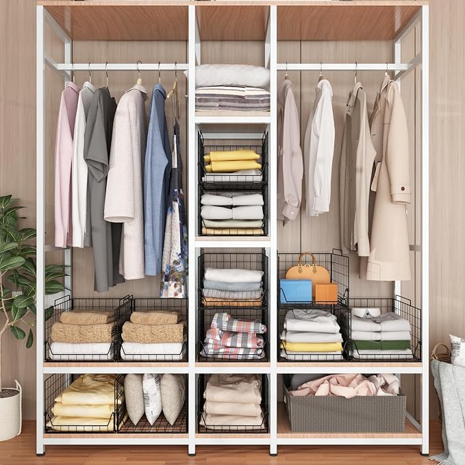 Jakyitvi Stackable Closet Organizers and Storage Bins 4 Pack, Sturdy Metal - Image 9