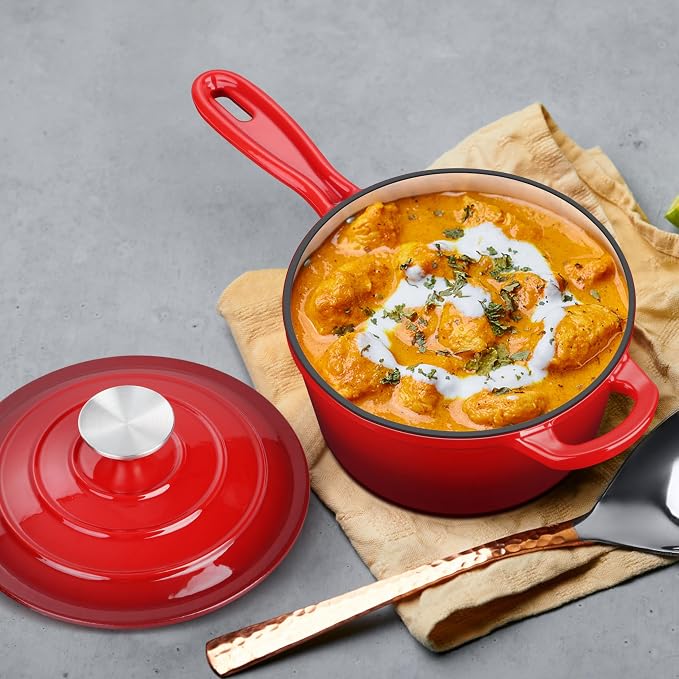 1 Quart Saucepan with Lid, Leonyo Enameled Cast Iron Sauce Pan with Lid - Image 6