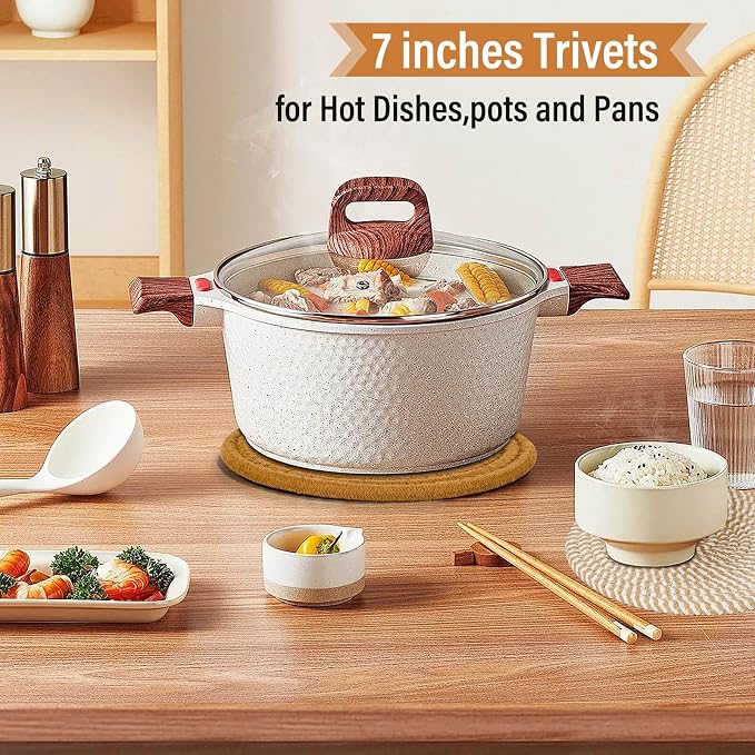Tidponra Trivet Mats Set for Hot Dishes, 5 Heat Resistant Pot Holders for - Image 7
