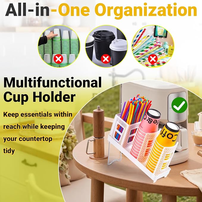 Cup and Lid Holder, Disposable Paper Cup Dispenser - Image 4