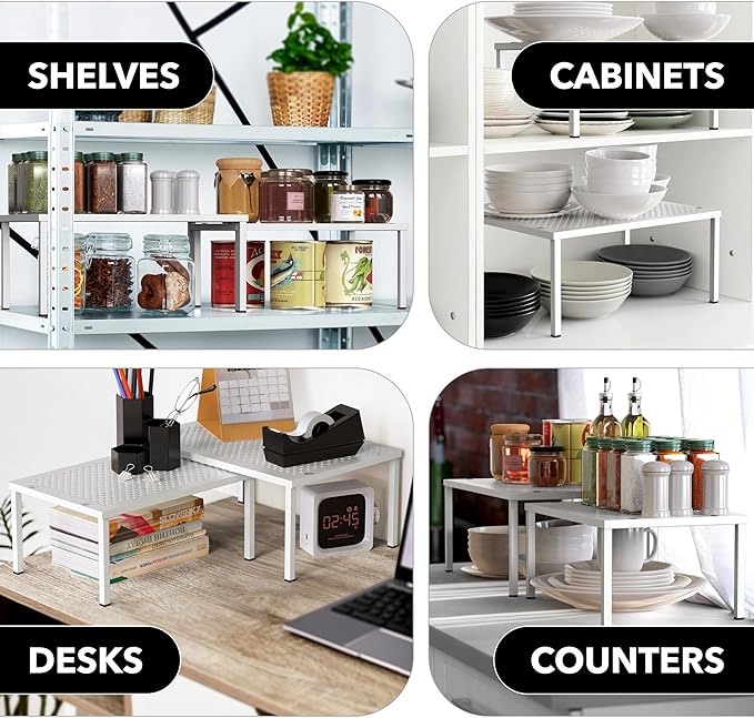Simple Houseware Expandable Stackable Kitchen Counter Shelf Organizer, Metal Top - Image 7