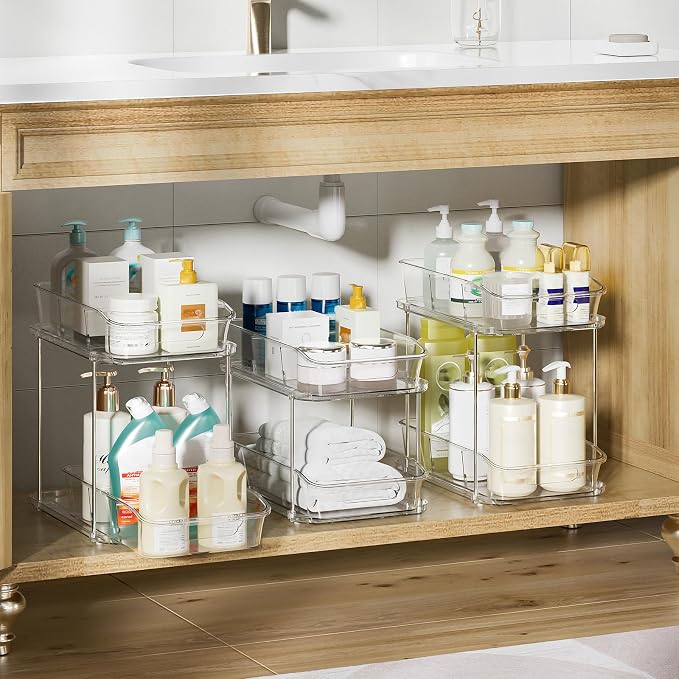 Delamu 2-Tier Under Sink Organizers and Storage, Pull Out Kitchen Pantry - Image 2