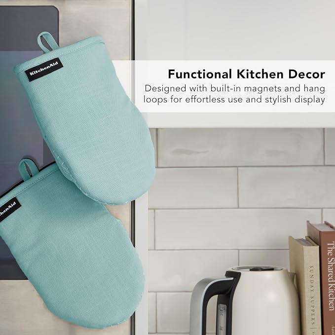 KITCHENAID Gourmet Series Gridlines Mini Oven Mitts 2-Pack Set, Heat Resistant - Image 6