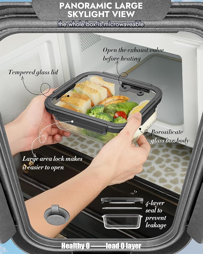 12-Pack Glass Containers with Tempered Lids – Borosilicate, Dishwasher Safe - Image 5