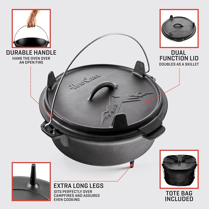 Uno Casa 6Qt Cast Iron Camping Dutch Oven - Image 2