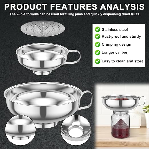 3 Piece Stainless Steel Canning Funnel Set - Image 5