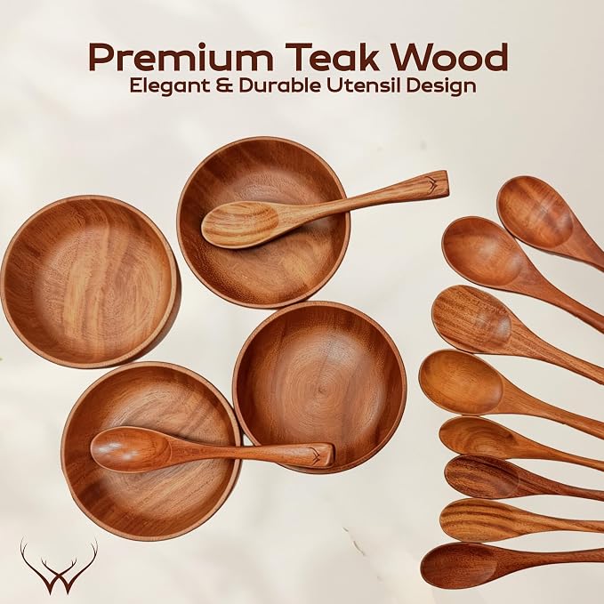 30 Pcs Teak Wooden Utensil Set – Premium Cooking Utensils Set, Natural Wooden - Image 2