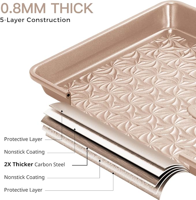 HONGBAKE Nonstick Baking Sheet Pan Set of 3, Cookie Sheets - Image 7