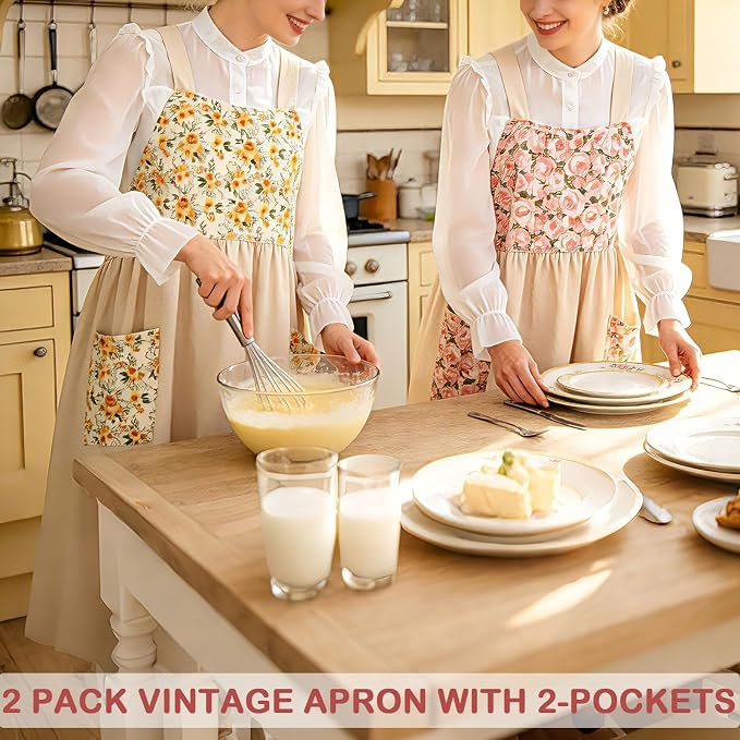 Uaussi Cotton Linen Apron Cross Back Work Apron - Image 4