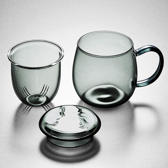 Glass Tea Cup with Infuser and Lid, 17.6oz/520ml Large Borosilicate Teacup - Image 6