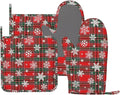 Christmas Plaid Snowflake Oven Mitts and Pot Holders Set by Unknown