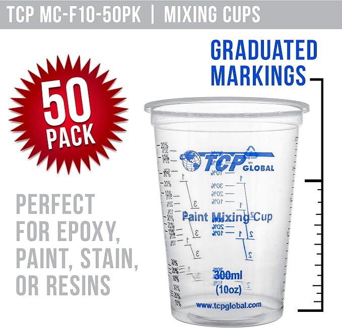 TCP Global 10 oz. Graduated Plastic Mixing Cups - Image 2