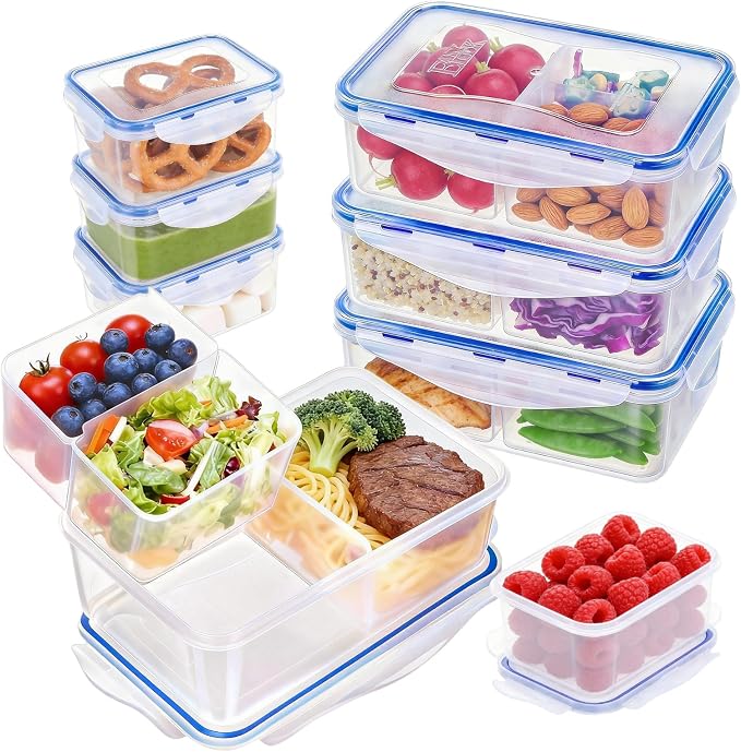 KIGI Lunch Container Set with Small Containers, 3 Compartment Food Storage by KIGI