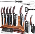 XYJ Authentic Since 1986, Knife Block Set, High Carbon Steel Forged Blades by XYJ