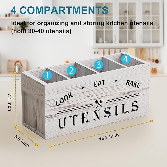 ZUJJAFY Utensil Holder for Kitchen Counter, Large Kitchen Utensil Holder for - Image 2