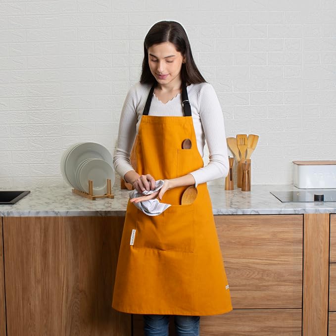 Cotton Canvas Apron for Women & Men – Adjustable Neck Strap & Waist Ties - Image 6