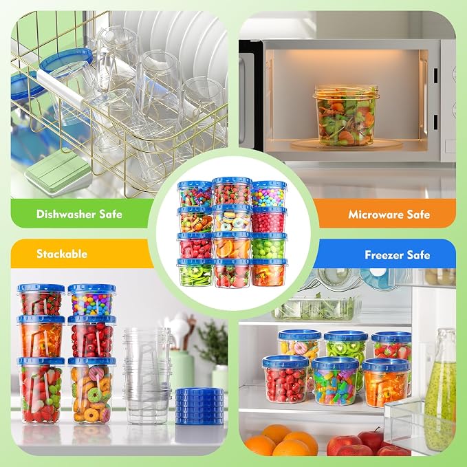 BiuLeon 12 Pack-17oz Freezer Storage Containers, Plastic Food Storage Containers - Image 4