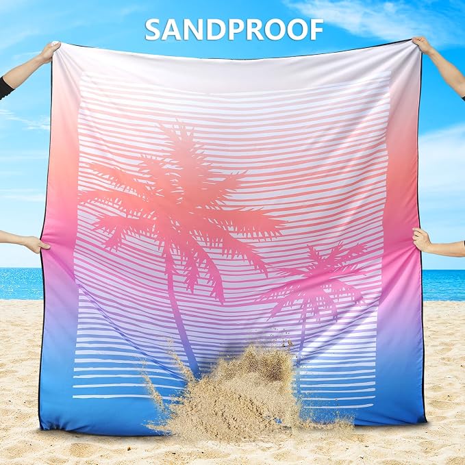 WIWIGO Beach Blanket Waterproof Sandproof Beach Mat 79" X 83"/10'x9'for 2-8 - Image 3