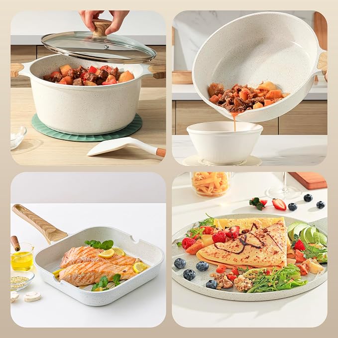 SENSARTE Nonstick Ceramic Cookware Set, PFAS & PFOA Free, Non Stick Healthy - Image 9