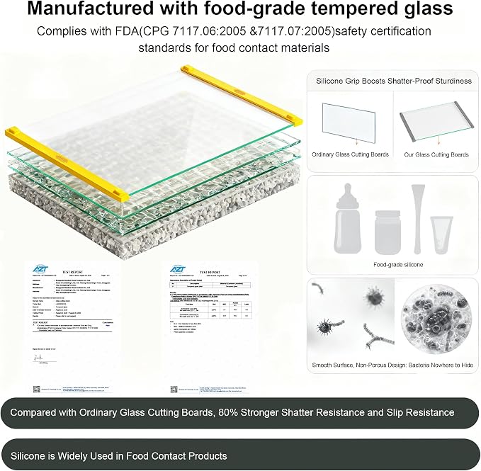 Tempered Glass Cutting Board for Kitchen, 12x16" & 12x8" 2 Pcs, Heat Resistant - Image 8