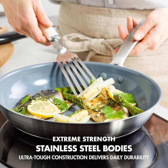 GreenPan Treviso 9.5” and 11” Frying Pan skillet Set, Non-Toxic PFAS-Free - Image 3