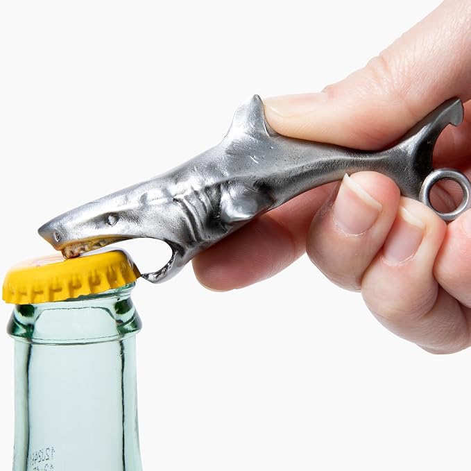 Shark Bottle Opener for Men – Funny Great White Shark Metal Beer Cap Tool – by Unknown